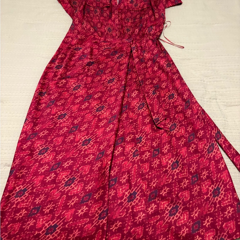 Ralph Lauren Red and Blue Patterned Midi Dress